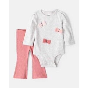 Carters Baby Girl 2-Piece Butterfly Long-Sleeve Bodysuit & Pant Set NEW